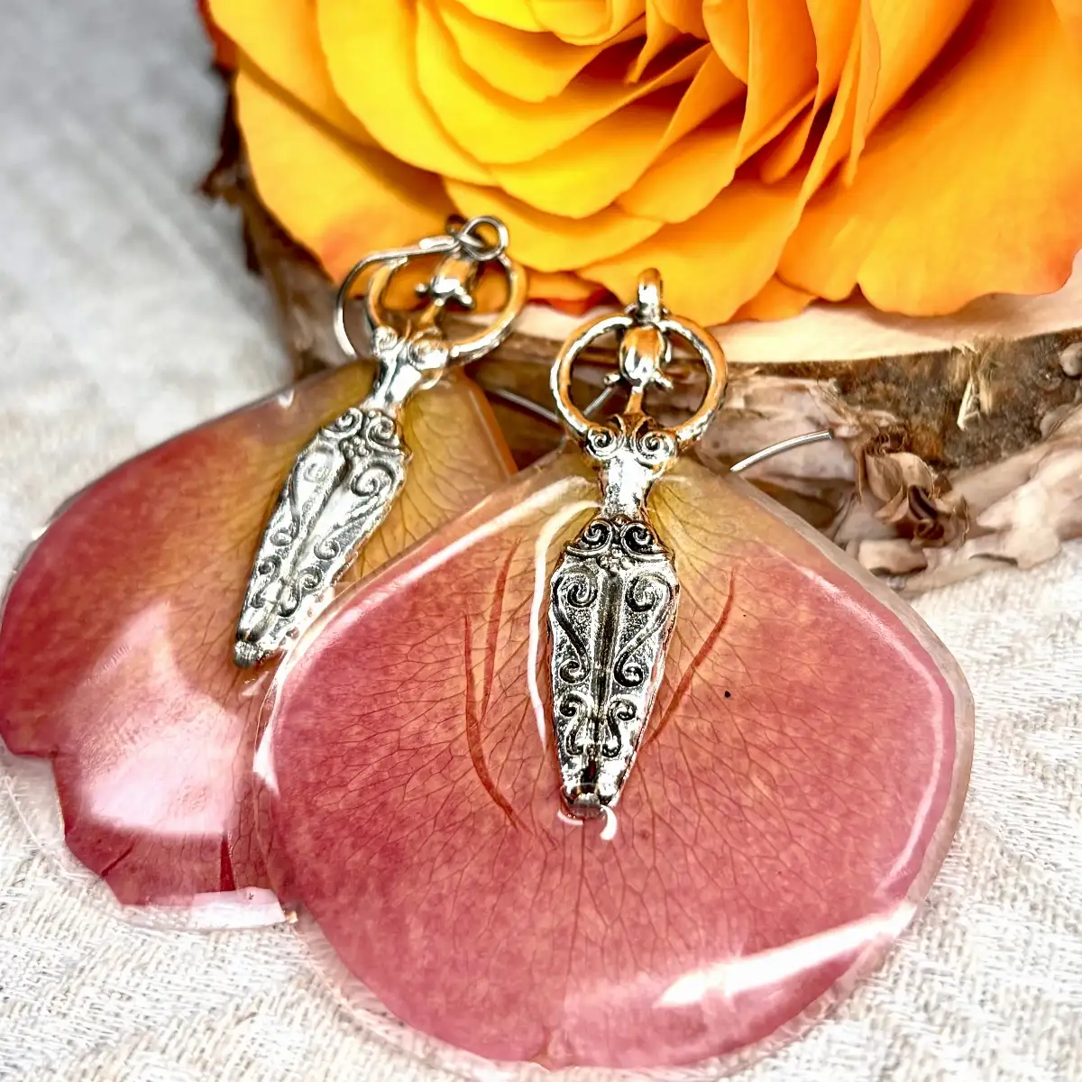 Rose orange avec argenté