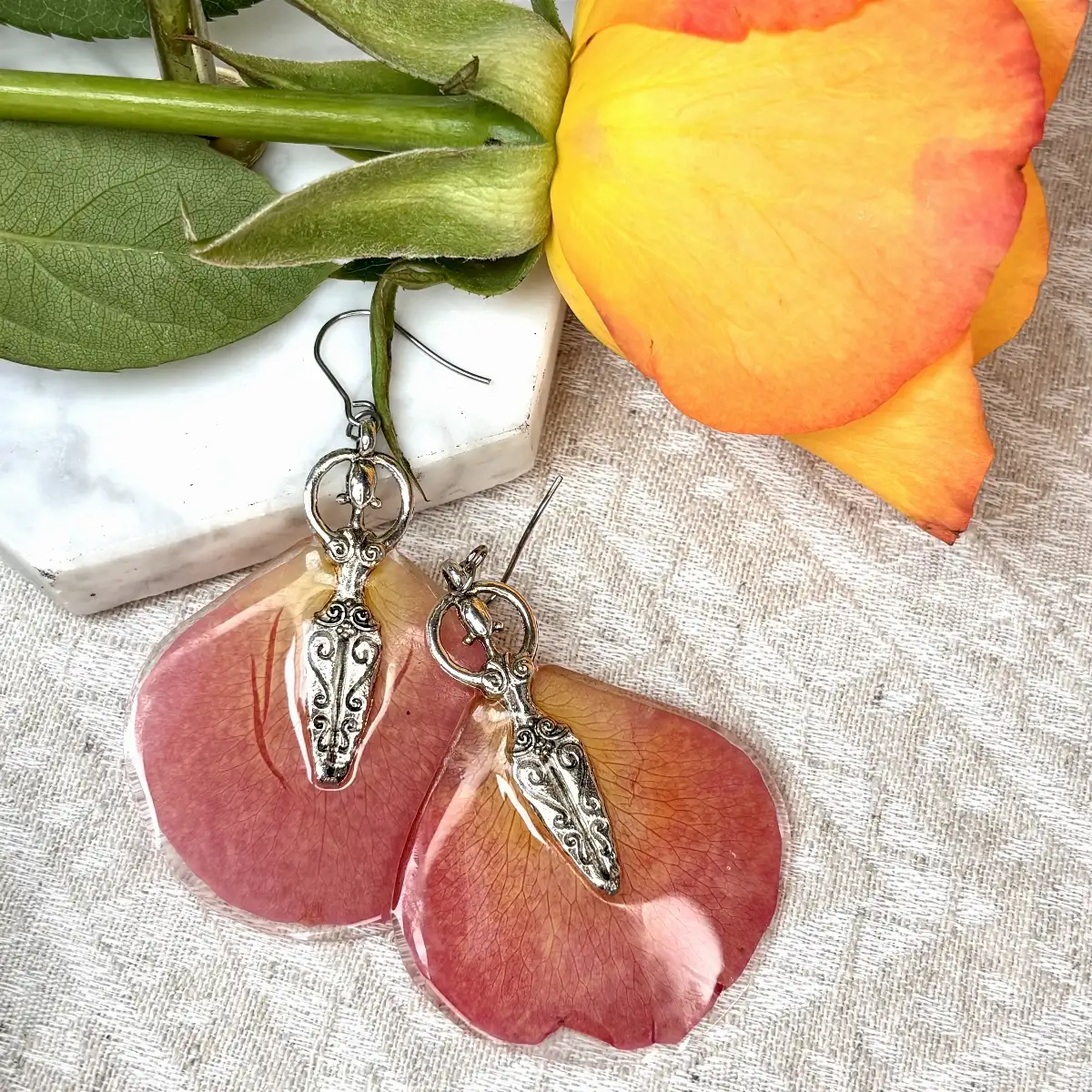 Rose orange avec argenté