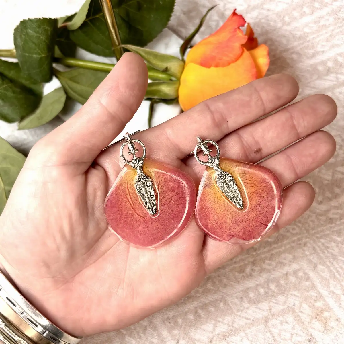 Rose orange avec argenté