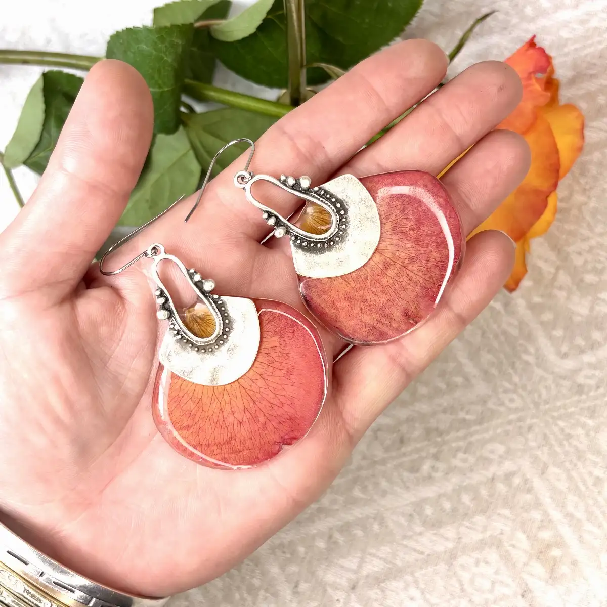 Rose orange avec argenté