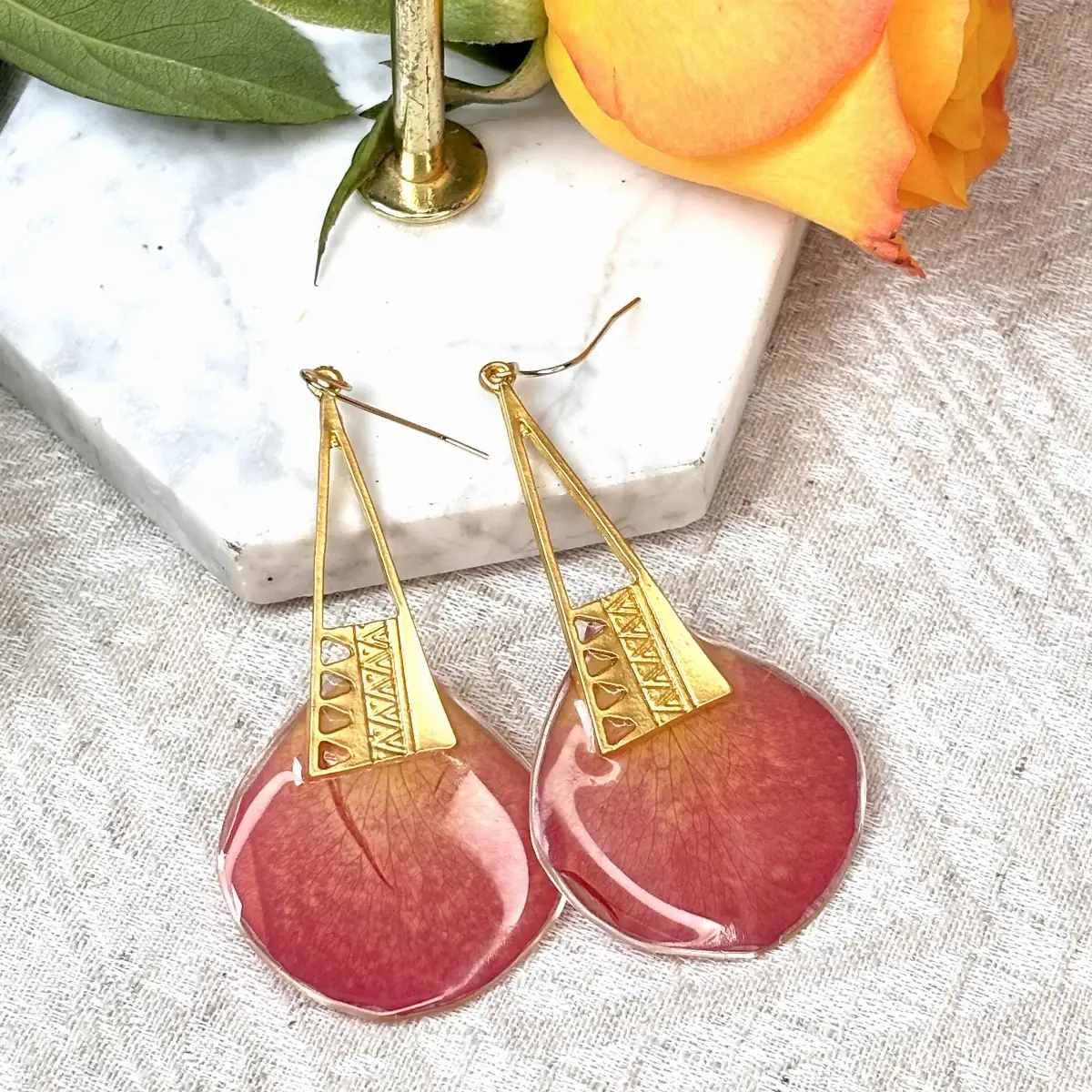 Rose orange avec doré