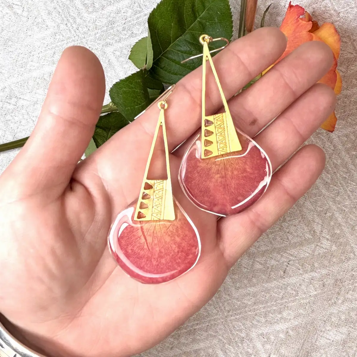 Rose orange avec doré