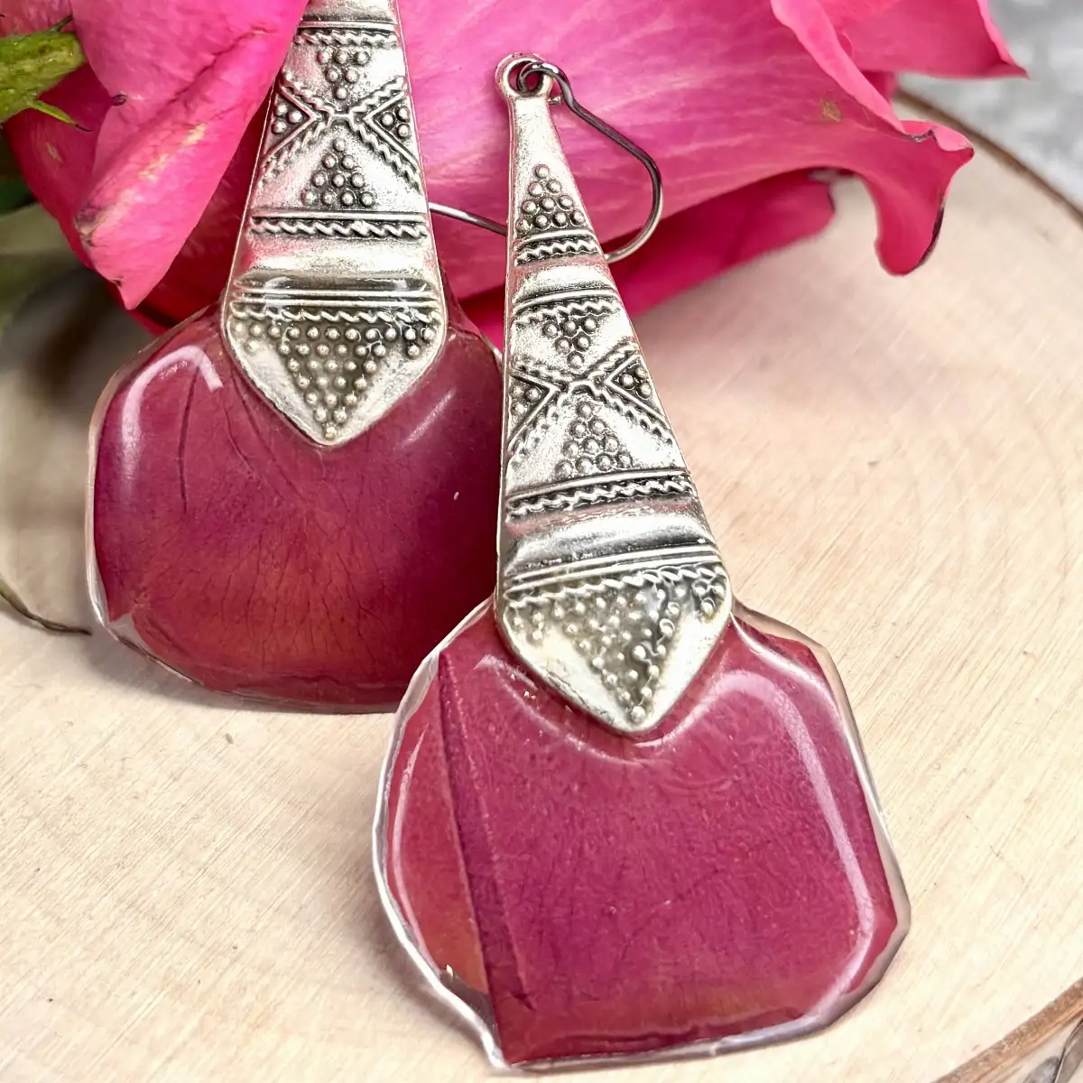 Rose rose avec argenté