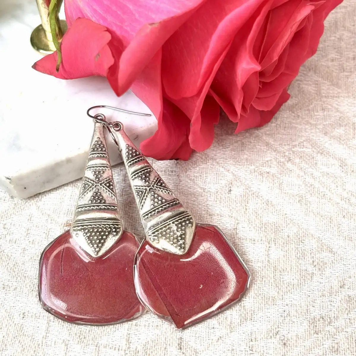 Rose rose avec argenté