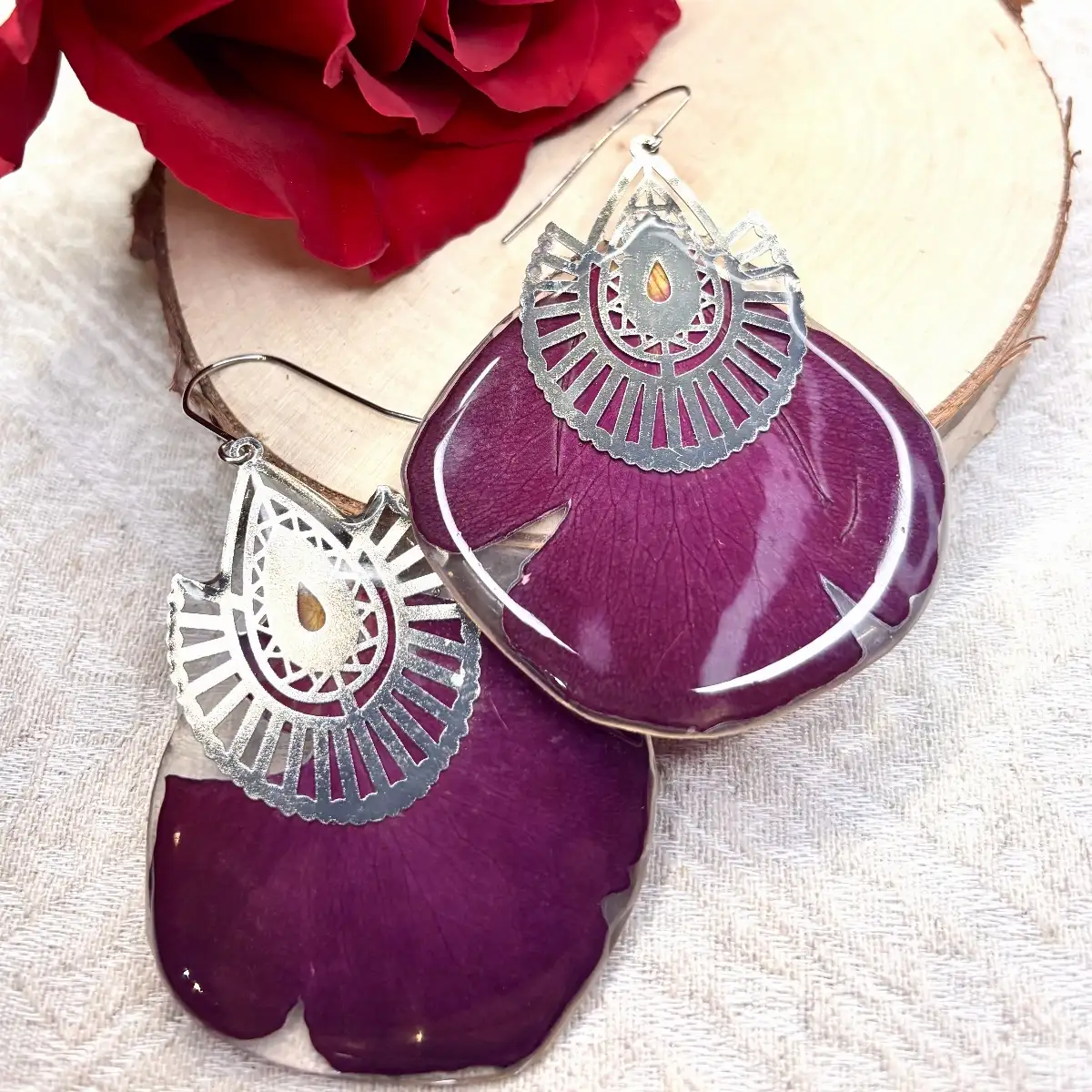 Rose bordeaux avec argenté